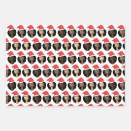 メラニンの色合い、黒人女性、クリスマスハット ラッピングペーパーシート