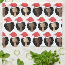 メラニンの色合い、黒人女性、メリークリスマス キッチンタオル
