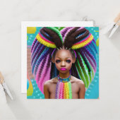 メラニンイースターレインボー春シスタガール誕生日 カード (正面/裏面インサイチュ)