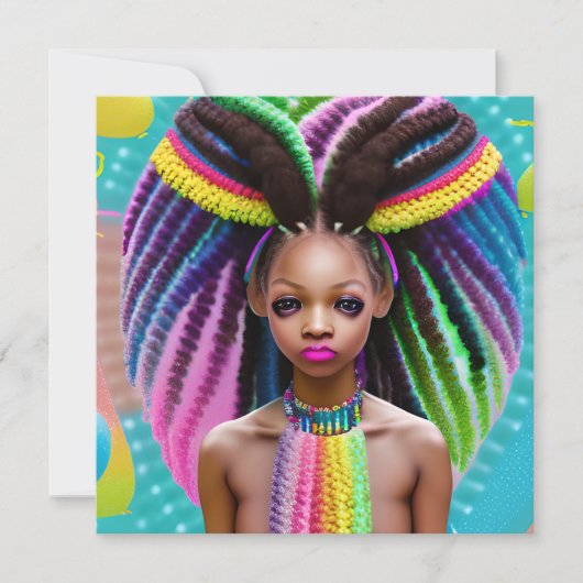 メラニンイースターレインボー春シスタガール誕生日 カード (正面)