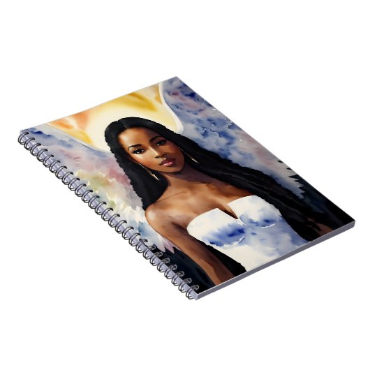 メラニンエンジェルウーマンウォーターカラーアート ノートブック (右側)