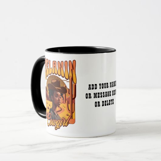 メラニンカウガール 黒人女性西部カウボーイ マグカップ (正面左)