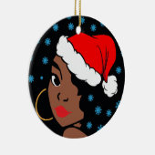 メラニンクリスマスウィンターブラックガール魔法シエスタ セラミックオーナメント (右)