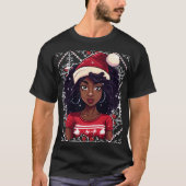 メラニンクリスマスウィンターブラックガール魔法シエスタT- Tシャツ (正面)