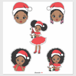 メラニンクリスマスブラックガールクリスマス魔法ガールズおもしろい シール