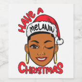 メラニンクリスマスブラックガール魔法クリスマスおもしろい ワインラベル (シングルラベル)