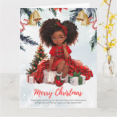 メラニンクリスマスブラックガール魔法クリスマス魔法おもしろい カード (黄色い花)