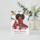 メラニンクリスマスブラックガール魔法クリスマス魔法おもしろい シーズンポストカード (スタンド正面)