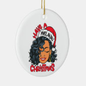 メラニンクリスマスブラックガール魔法Sistaを持っている セラミックオーナメント (右)