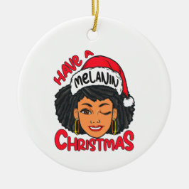 メラニンクリスマスブラックガール魔法Sistaを持っている セラミックオーナメント