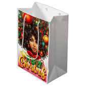 メラニンクリスマスブラッククイーンメラニン女性クリスマス ミディアムペーパーバッグ (正面アングル)