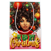 メラニンクリスマスブラッククイーンメラニン女性クリスマス ミディアムペーパーバッグ (正面)