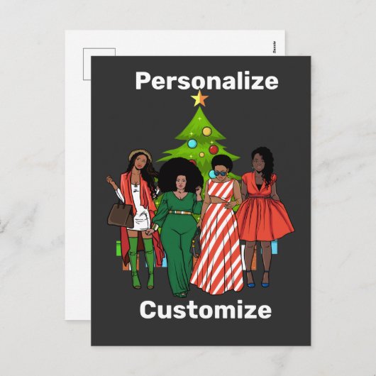 メラニンクリスマスブラックシスタパーソナライズドカスタム シーズンポストカード (正面/裏面)