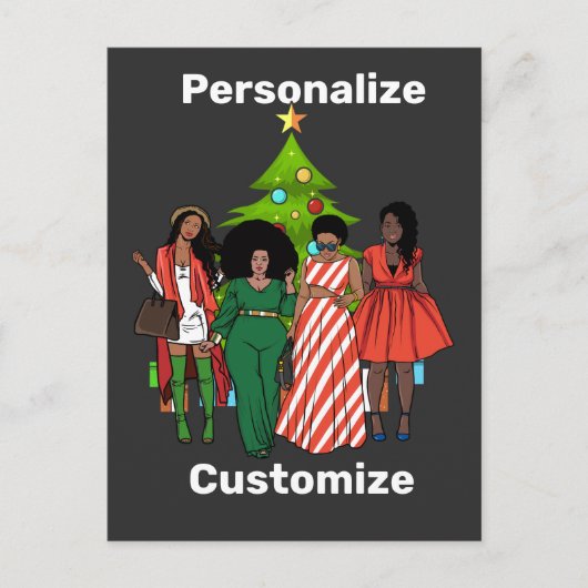 メラニンクリスマスブラックシスタパーソナライズドカスタム シーズンポストカード (正面)
