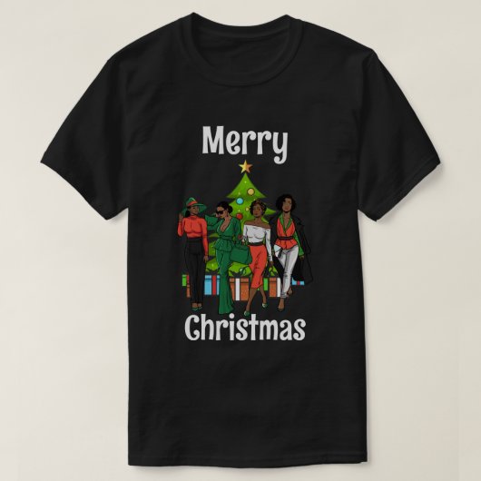 メラニンクリスマスブラックシスタパーソナライズドカスタム Tシャツ (デザイン正面)