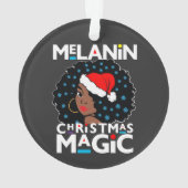 メラニンクリスマス魔法ブラックガールウィメンシエスタ オーナメント (裏面)