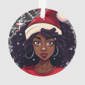 メラニンクリスマス魔法ブラックガールウィメンシエスタ オーナメント (裏面)