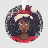 メラニンクリスマス魔法ブラックガールウィメンシエスタ オーナメント (正面)