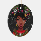 メラニンクリスマス魔法ブラックガールウィメンシエスタ セラミックオーナメント (右)