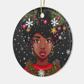メラニンクリスマス魔法ブラックガールウィメンシエスタ セラミックオーナメント (左)