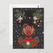 メラニンクリスマス魔法ブラックガールウィメンシエスタ ポストカード (正面/裏面)
