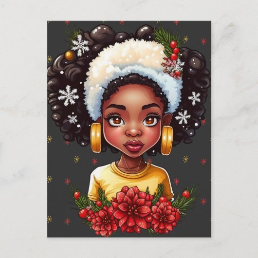 メラニンクリスマス魔法ブラックガールウィメンシエスタ ポストカード (正面)