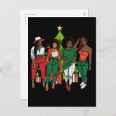 メラニンサイスタスクリスマスツリー&ギフトブラックガールズ シーズンポストカード (正面/裏面)