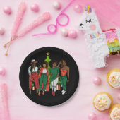 メラニンサイスタスクリスマスツリー&ギフトブラックガールズ ペーパープレート (パーティー)