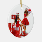 メラニンシスタブラックガール魔法ブラウンスキンガールズ セラミックオーナメント (右)