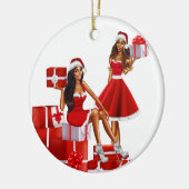 メラニンシスタブラックガール魔法ブラウンスキンガールズ セラミックオーナメント (左)