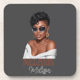 メラニンシンプルファッショナブル女性の黒い歴史 コースター