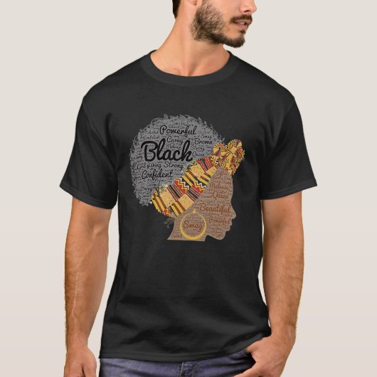 メラニンブラックガールAfrican American Afro Hair Cost Tシャツ (正面)