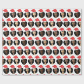 メラニンブラック女性の陰影クリスマスサンタハッツ ラッピングペーパー (フラット)