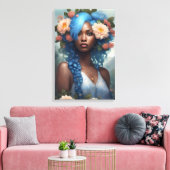 メラニンブルーフラワー女神 キャンバスプリント (インサイチュ (リビング))