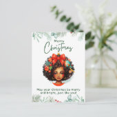 メラニンメリークリスマスブラックの女の子の魔法を持つ シーズンポストカード (スタンド正面)