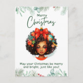 メラニンメリークリスマスブラックの女の子の魔法を持つ シーズンポストカード (正面)