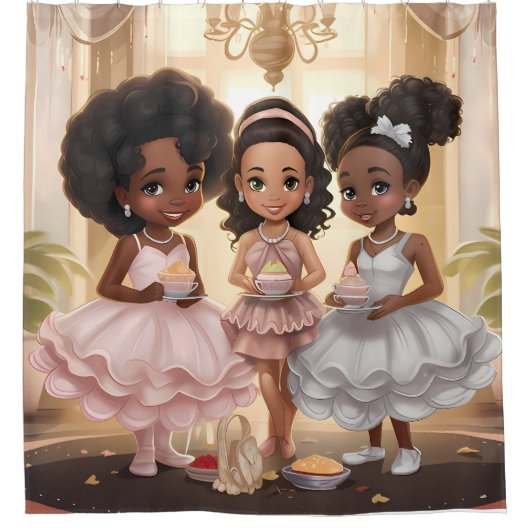 メラニン化プリンセス 威厳のある シャワーカーテン (正面)