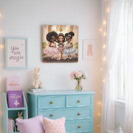 メラニン化魔法ティーパーティーウォールクロック スクエア壁時計