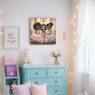 メラニン化魔法ティーパーティーウォールクロック スクエア壁時計