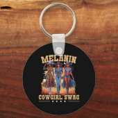 メラニン女性のカーボーイスワッグアフリカメラニン女性のカーボーイブラック キーホルダー (正面)