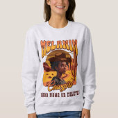 メラニン女性のカーボーイブラックガールウエスタンカウボーイ スウェットシャツ (正面)