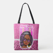 メラニン女性の乳がん戦士ブラック トートバッグ (裏面)