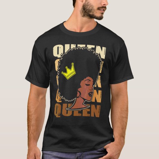 メラニン女王 黒人女性 アフリカの黒人歴史 月 アフロ Tシャツ (正面)