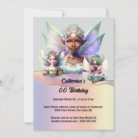 メラニン妖精のきらめくの翼の魅惑的なピクセル 招待状 (正面)