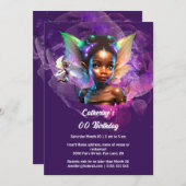 メラニン妖精の女の子の魔法の紫の女の子 招待状 (正面/裏面)