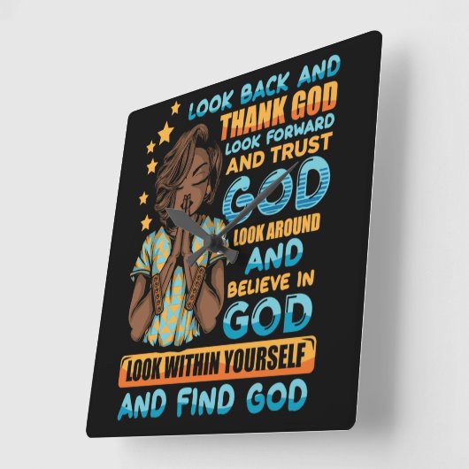 メラニン祈女性のシエスタブラッククイーンブラウン肌 スクエア壁時計 (傾斜)