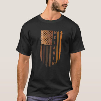 メラニン米国国旗 – 黒史T,メラニン Tシャツ