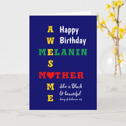 メラニン素晴らしマザークリスチャンハッピーバースデー カード (黄色い花)