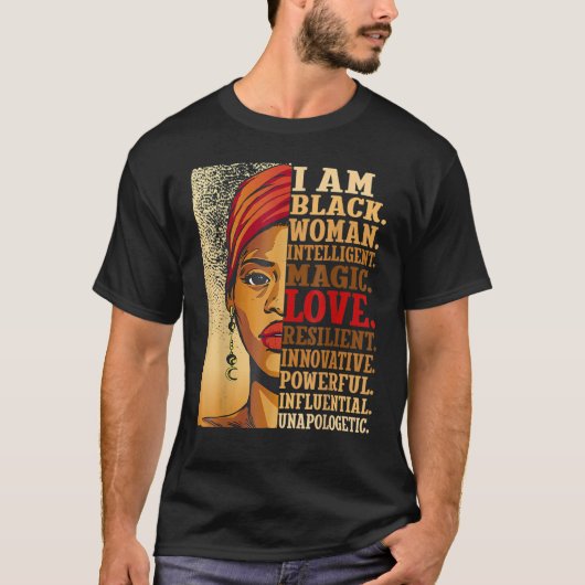 メラニン肌の女性 エンパワーメント 黒人の歴史  Tシャツ (正面)