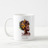 メラニン魔法：アフロヘアとカラフル蝶 コーヒーマグカップ (左)